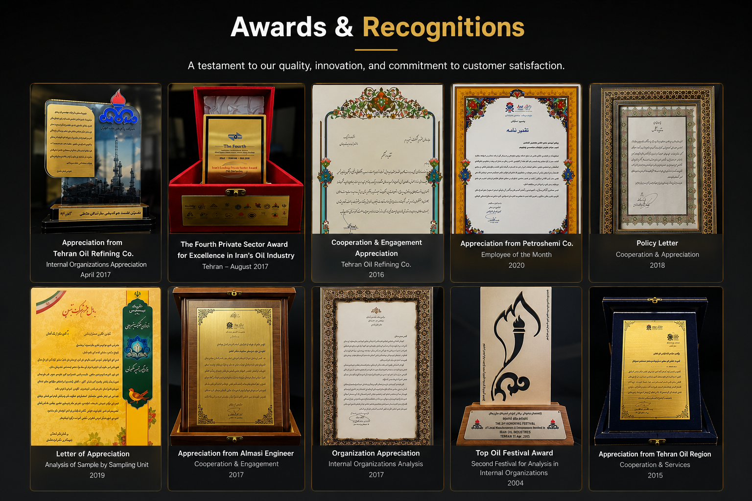 Petropedam certifications and appreciation letters