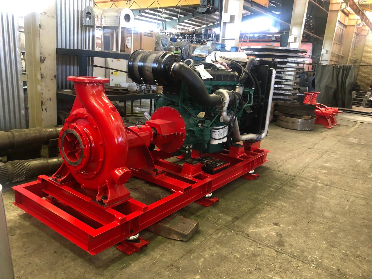 Installation detail of the stationary fire-water pump package