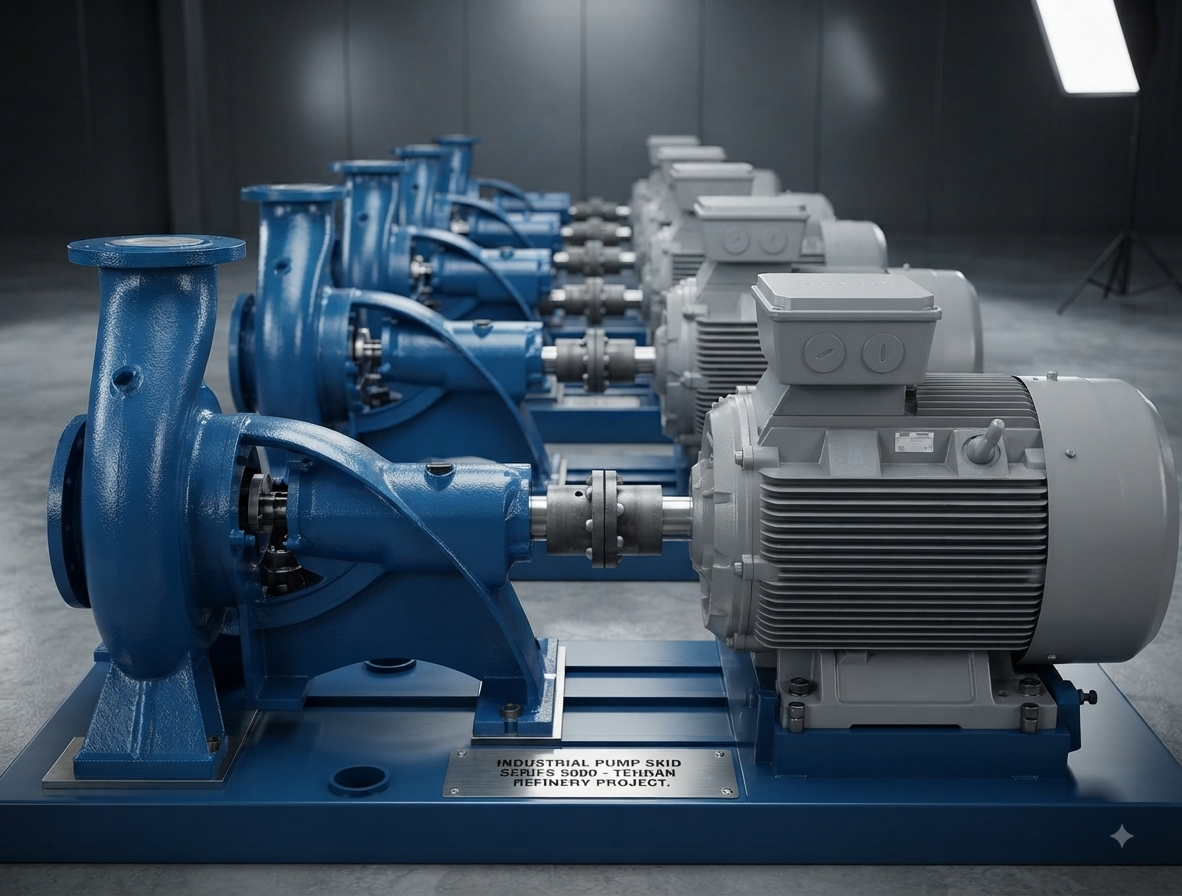 AI-generated conceptual illustration of a slurry pump installation; not a real project photograph